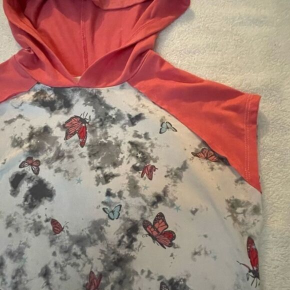 Medium Belle du Jour lightweight sleeveless hoodie w/‘Monarch butterflies - Picture 7 of 10